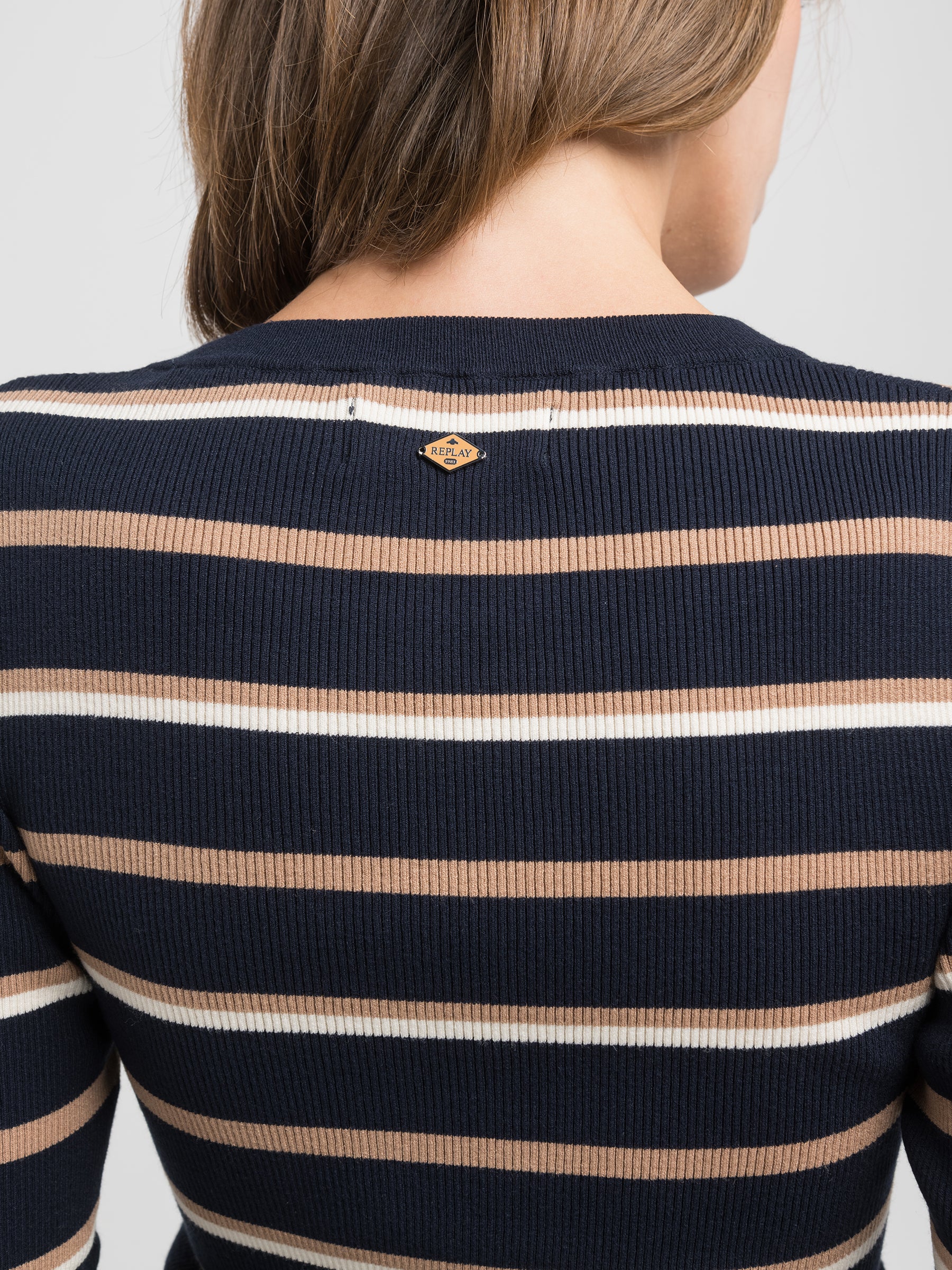 Dryžuotas moteriškas megztinis DK3858.000.G23778 Replay