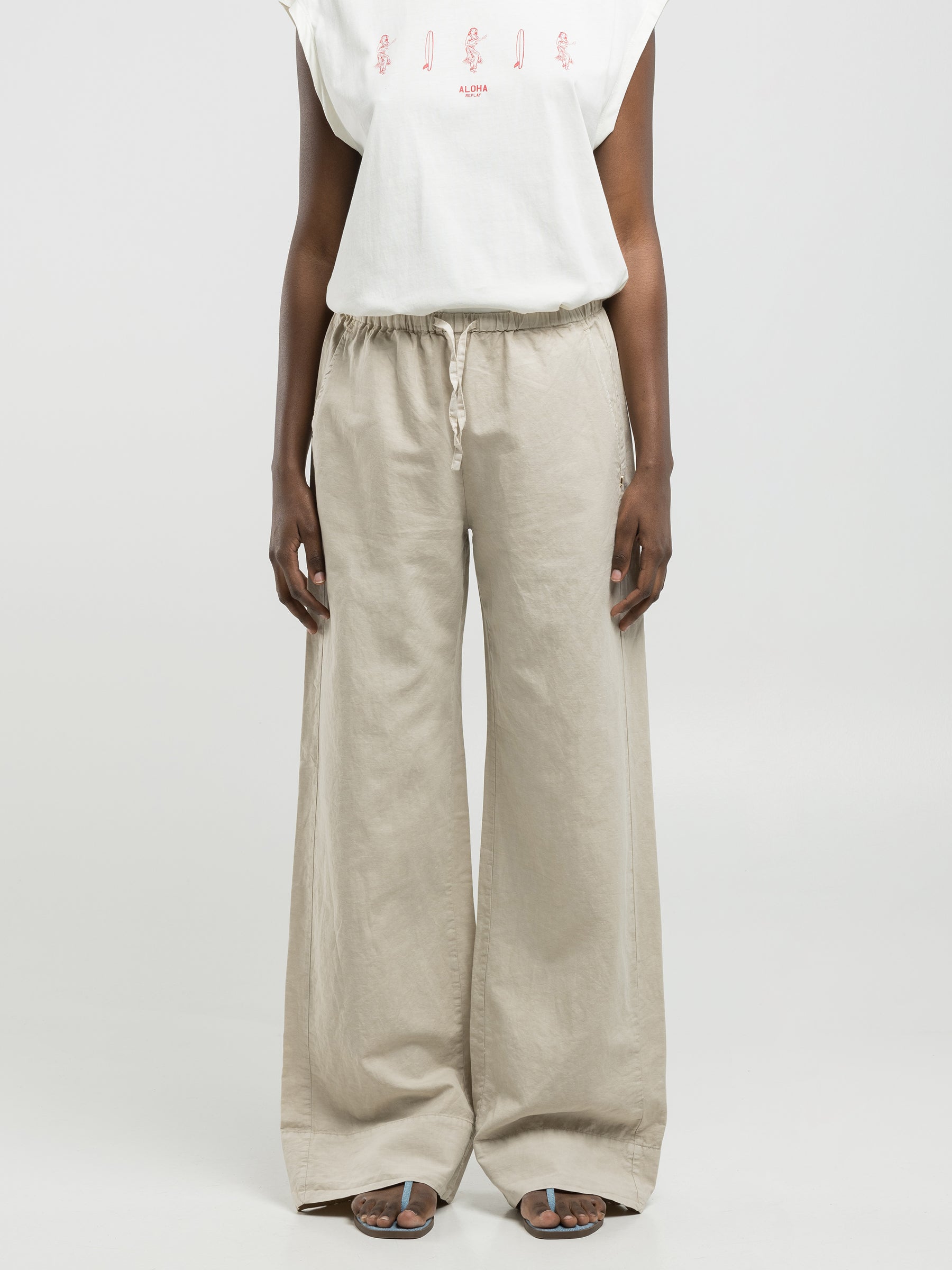 Moteriškos kelnės su linu