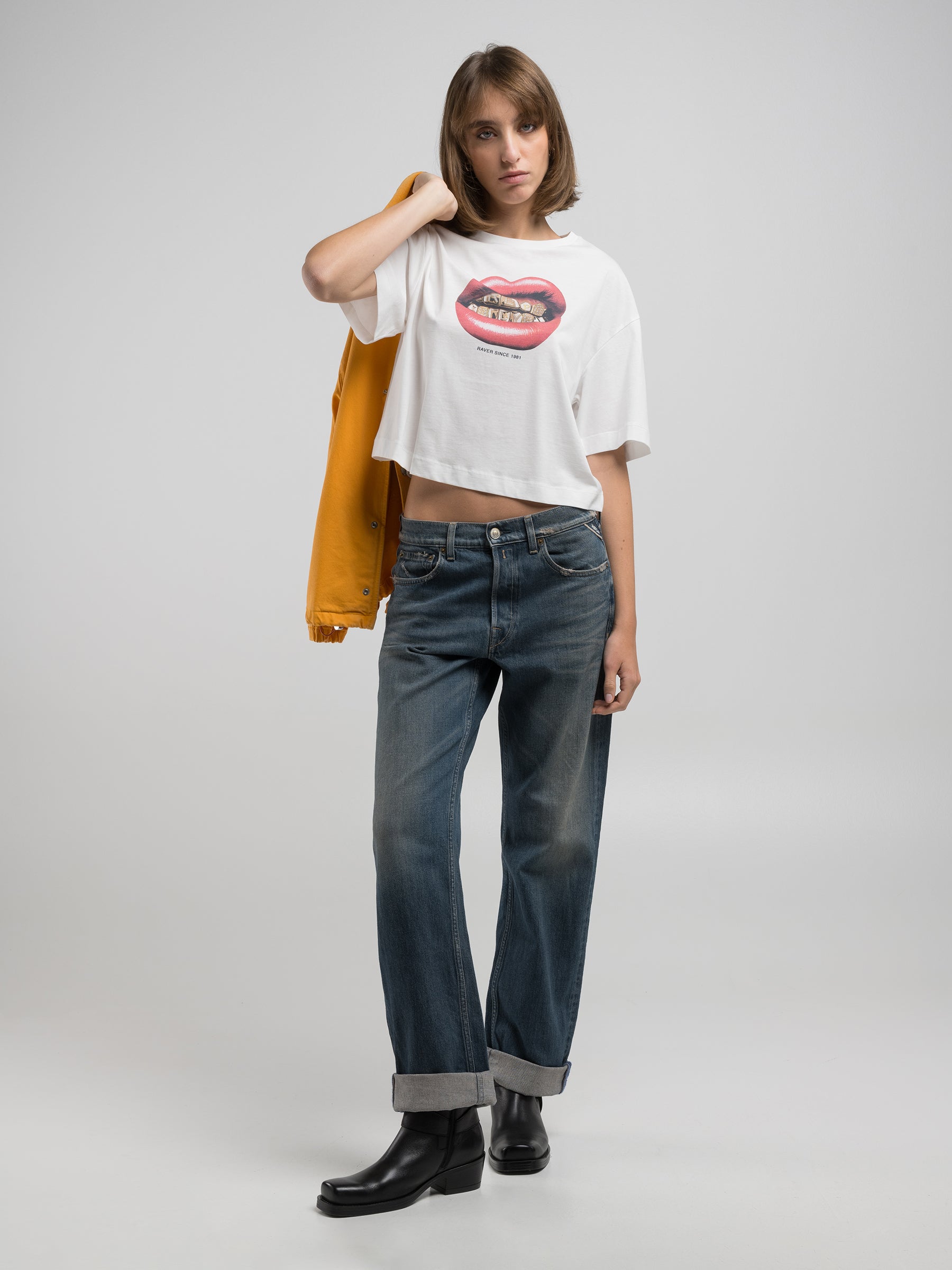 Crop-top moteriški marškinėliai W3410A.000.22658P Replay