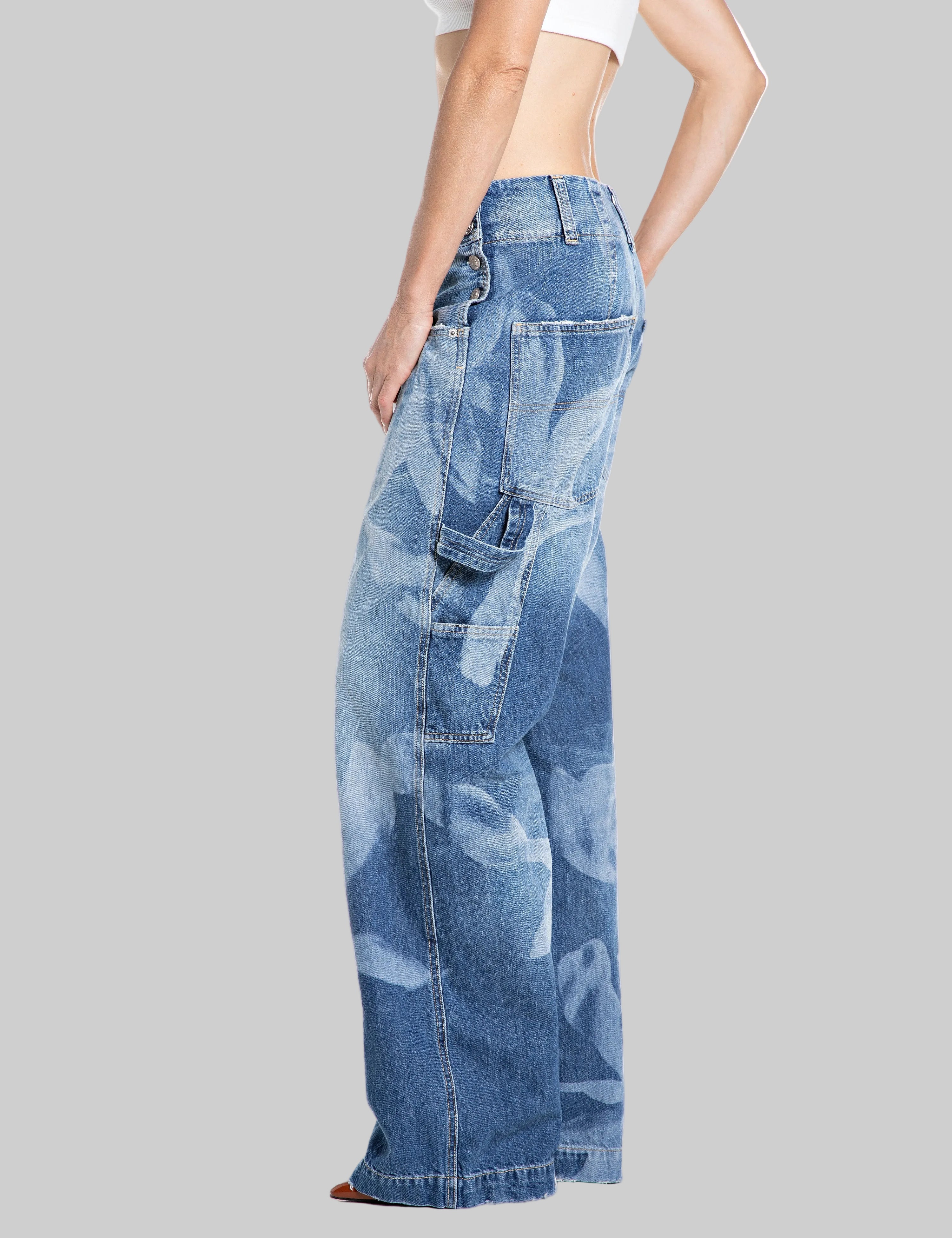 Wide leg moteriški džinsai